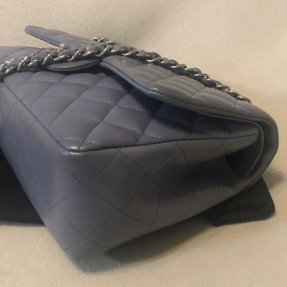 Chanel Classic Jumbo Lambskin grey Double Flap Bag - Picture 4 of 8